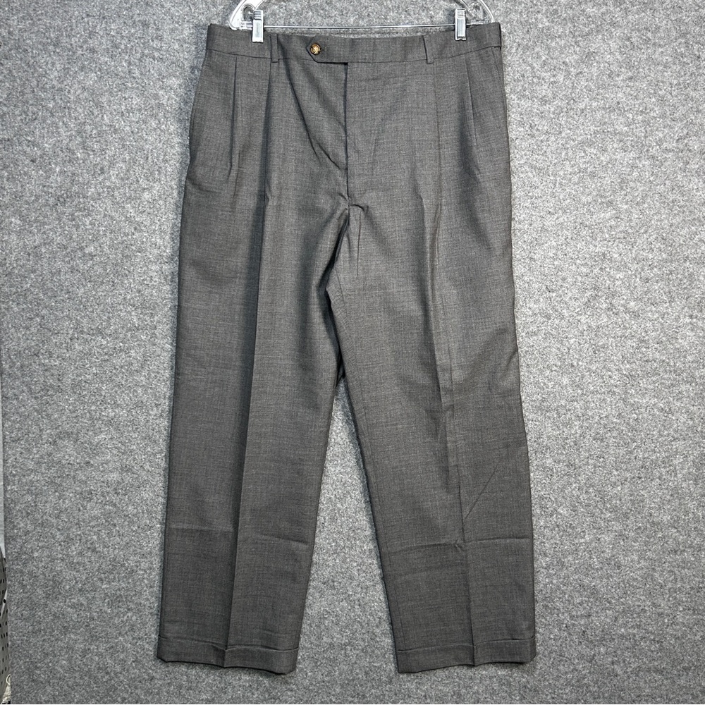 Lands End Men’s Traditional Fit 42x30 Pleated Cuffed Gray Dress Career Pants New